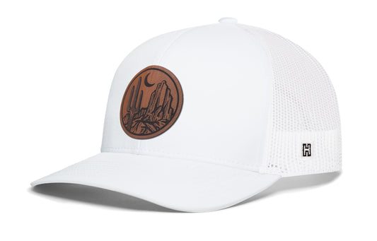 Southwest Sunset Trucker Hat | Faux Leather Desert Snapback