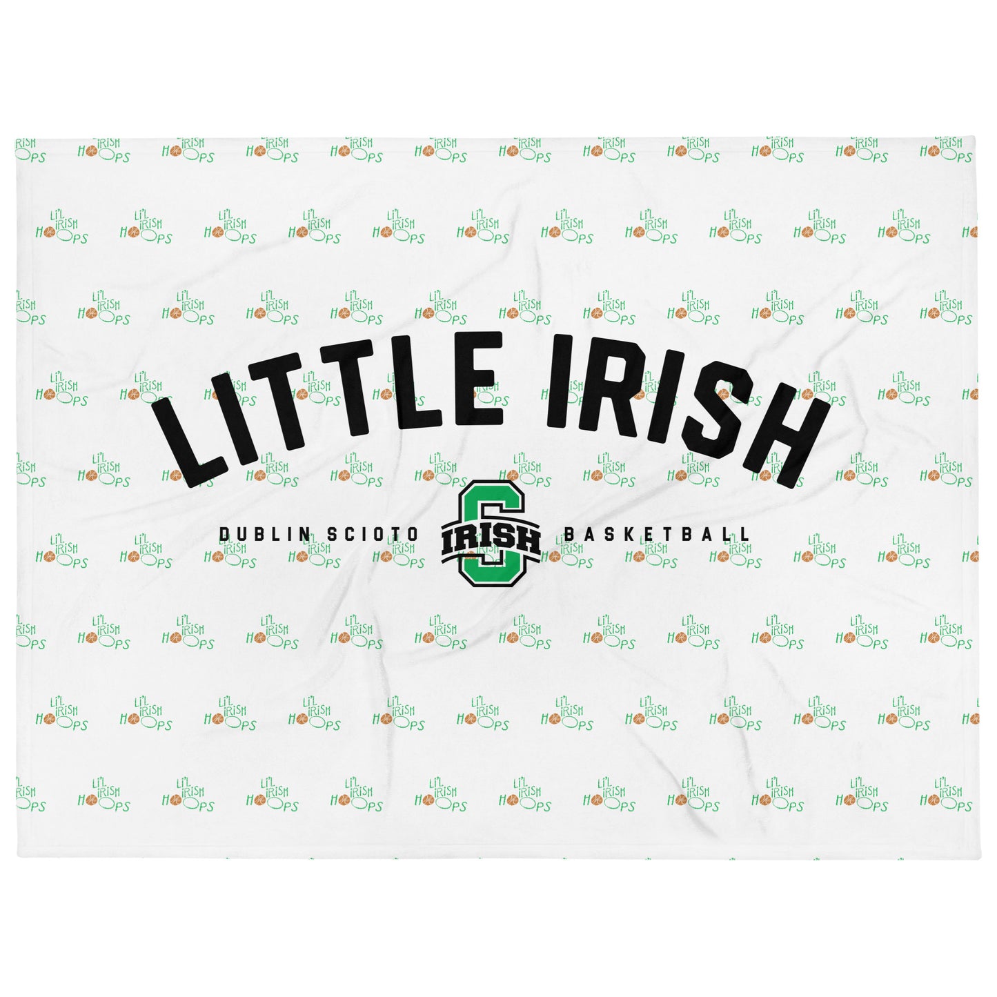 LITTLE IRISH BASKETBALL_pattern logo_60x80-Throw Blanket