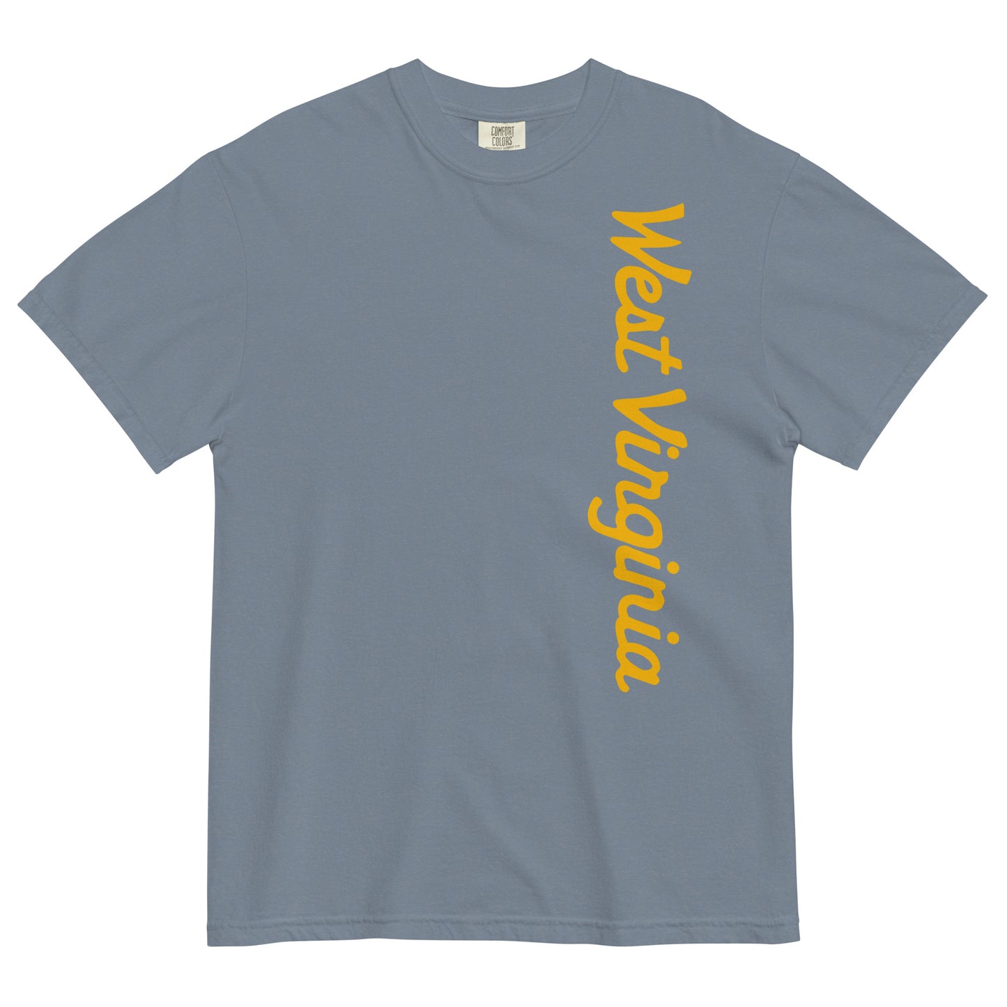 WEST VIRGINIA (script)_vertical-Unisex garment-dyed heavyweight t-shirt