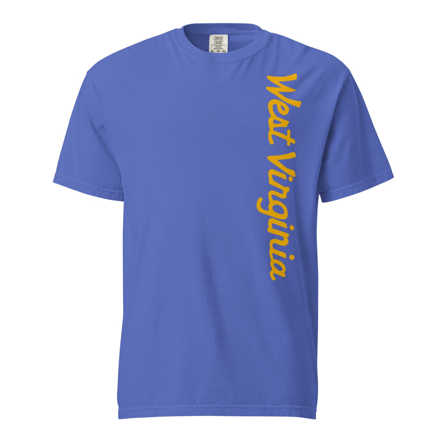 WEST VIRGINIA (script)_vertical-Unisex garment-dyed heavyweight t-shirt