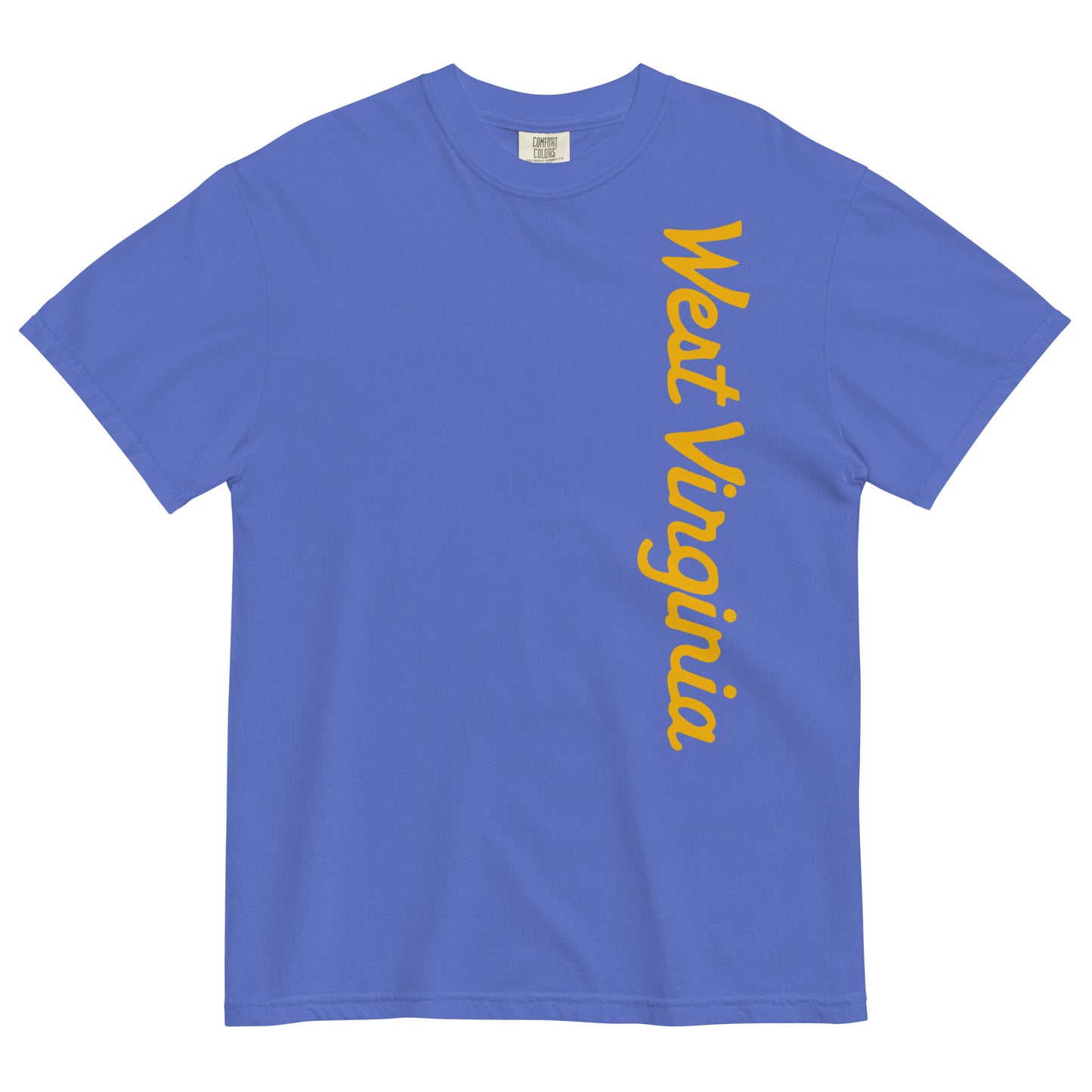 WEST VIRGINIA (script)_vertical-Unisex garment-dyed heavyweight t-shirt