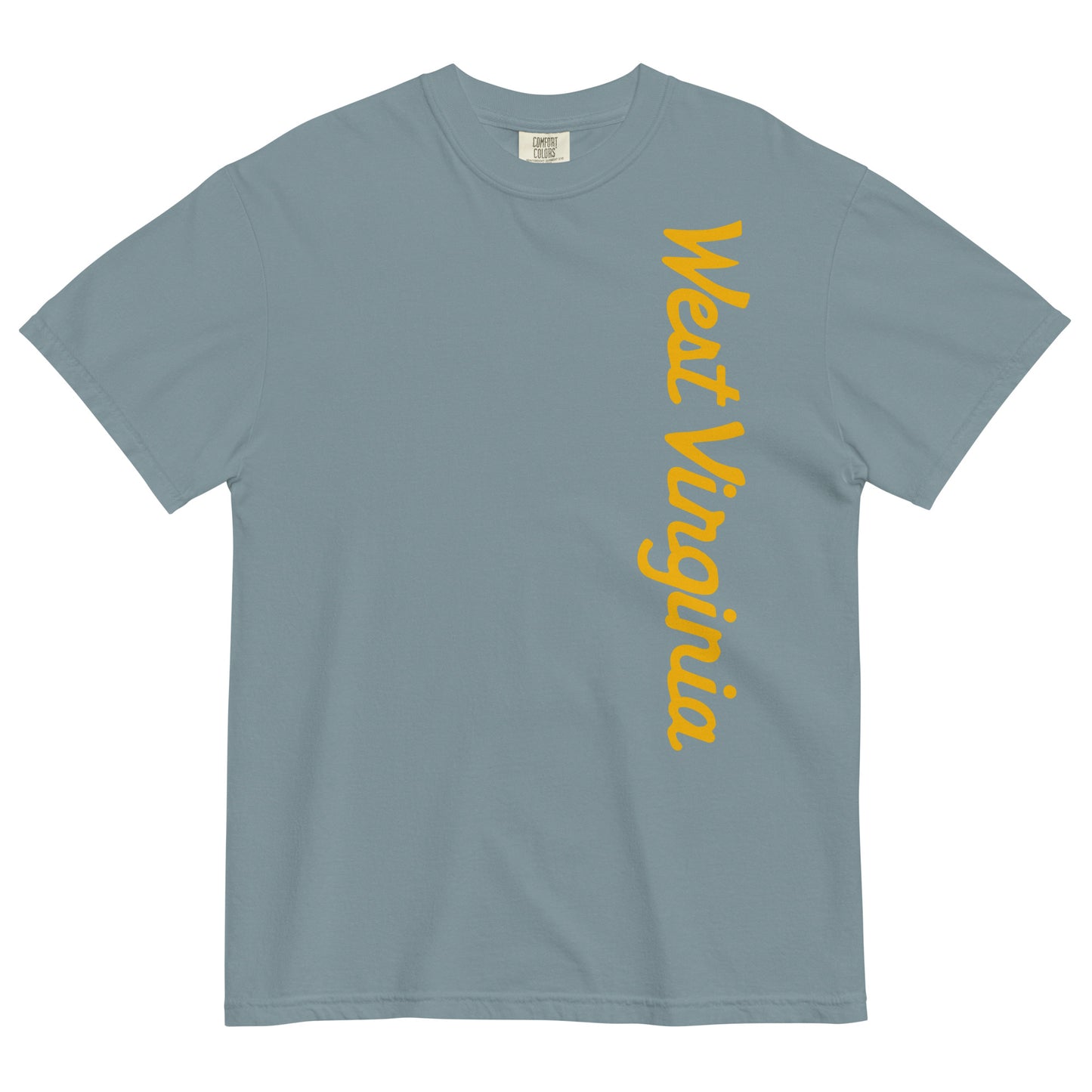 WEST VIRGINIA (script)_vertical-Unisex garment-dyed heavyweight t-shirt