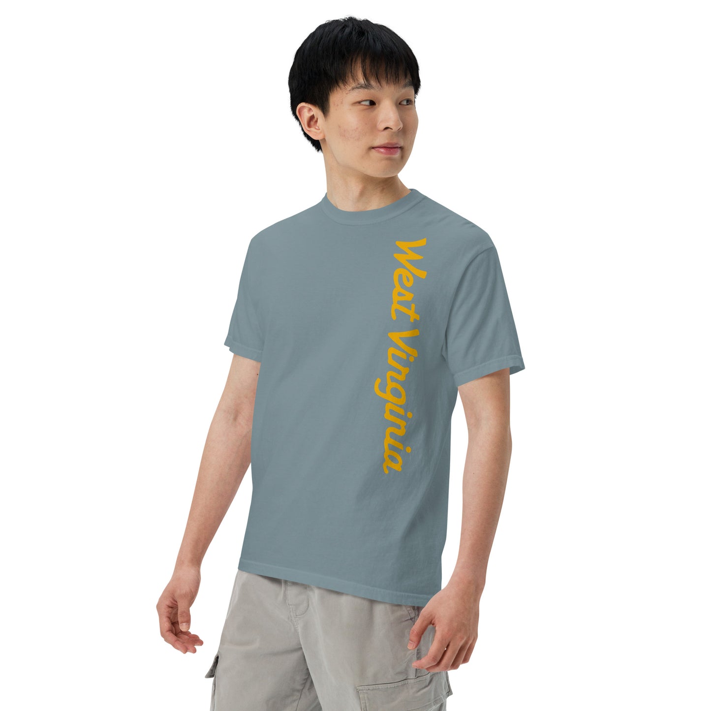 WEST VIRGINIA (script)_vertical-Unisex garment-dyed heavyweight t-shirt