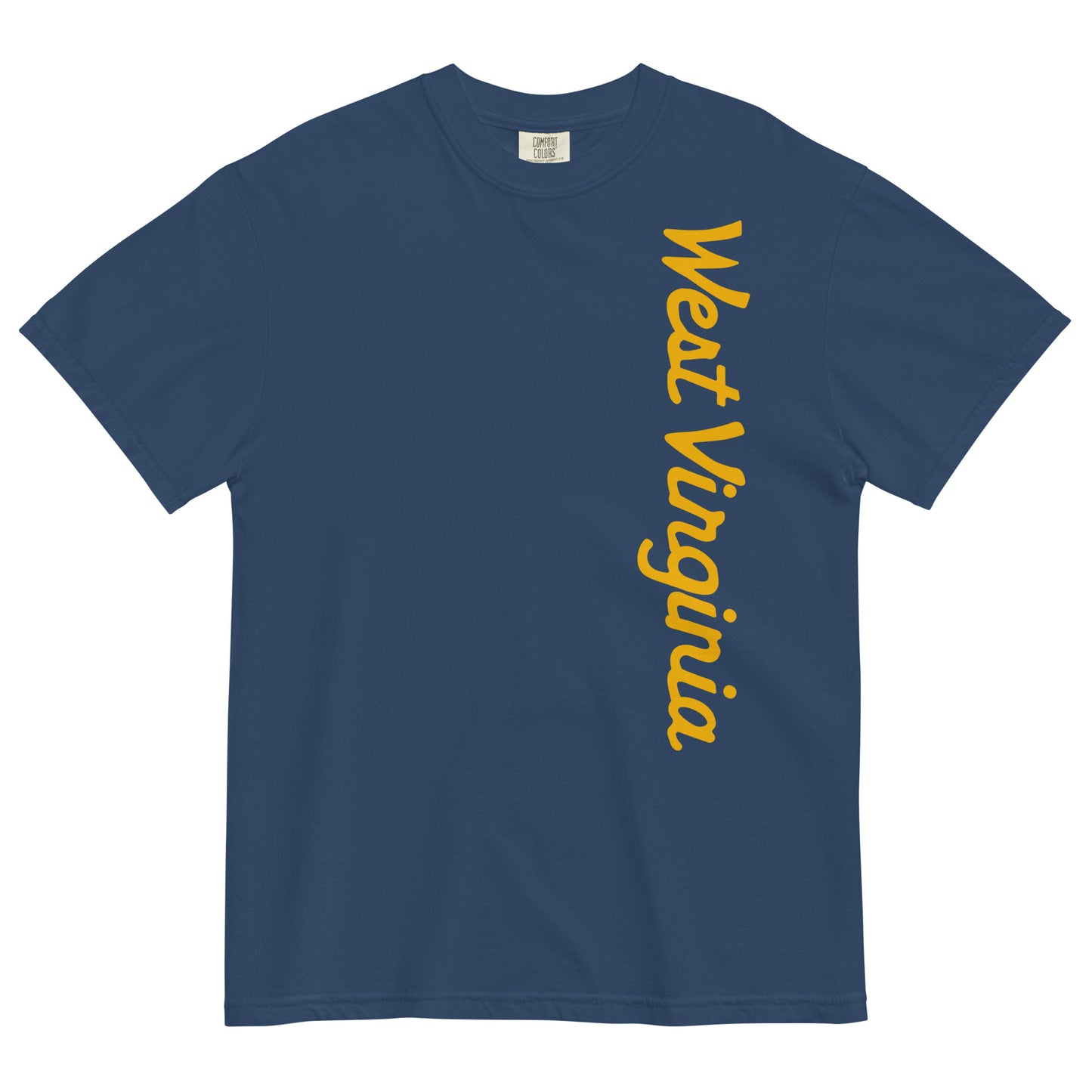 WEST VIRGINIA (script)_vertical-Unisex garment-dyed heavyweight t-shirt