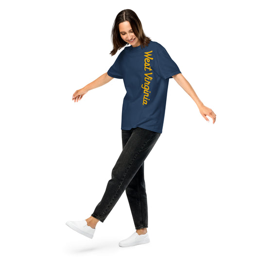 WEST VIRGINIA (script)_vertical-Unisex garment-dyed heavyweight t-shirt