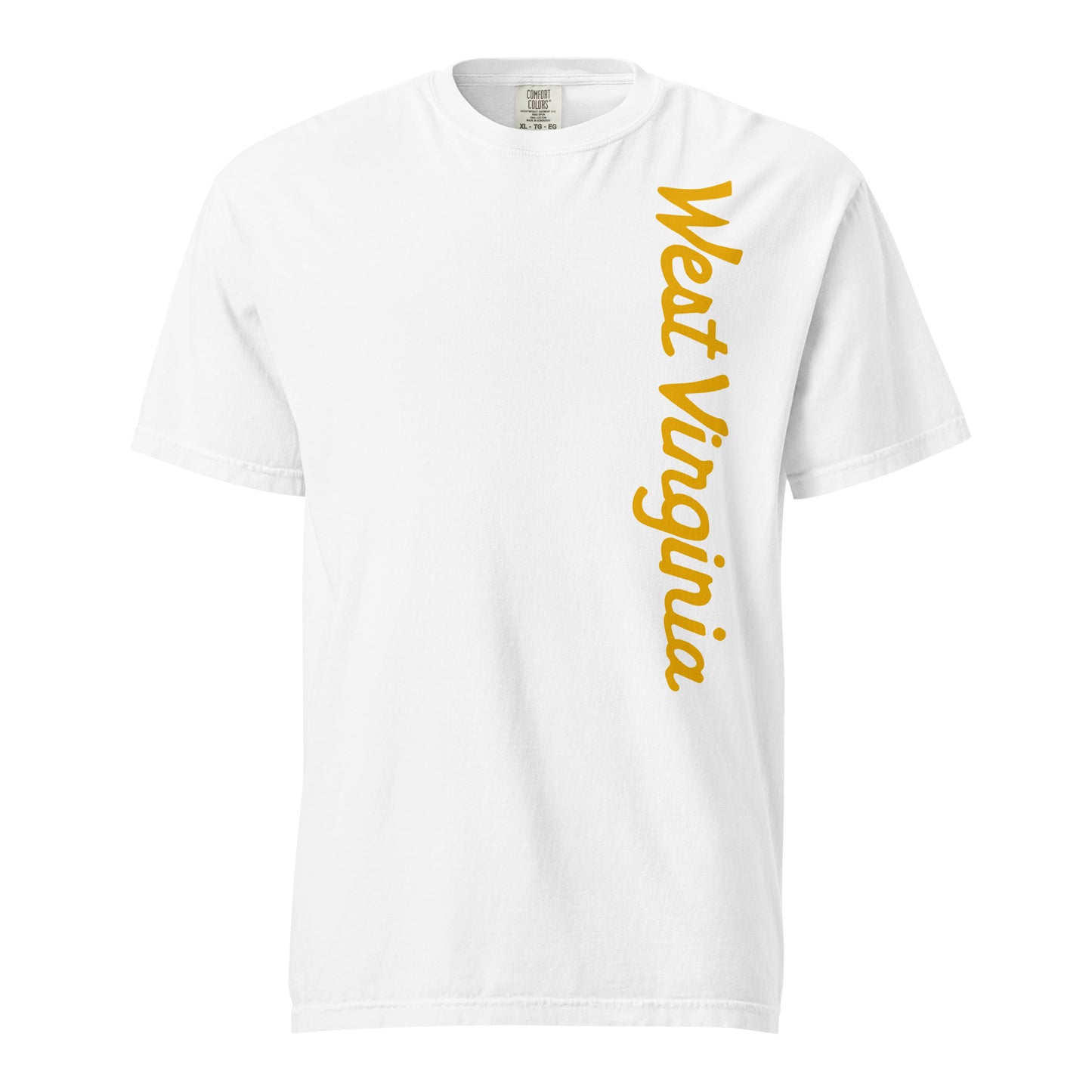 WEST VIRGINIA (script)_vertical-Unisex garment-dyed heavyweight t-shirt