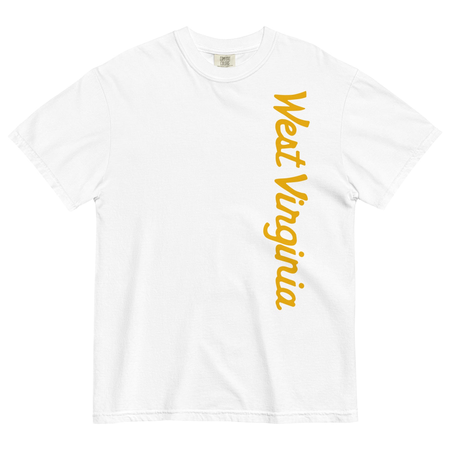 WEST VIRGINIA (script)_vertical-Unisex garment-dyed heavyweight t-shirt