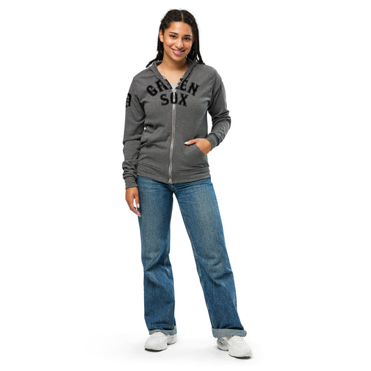 GREEN SOX (front)_Script D (sleeve)-Unisex zip hoodie