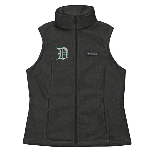 Scrtipt “D” (white with green outline)Women’s Columbia fleece vest