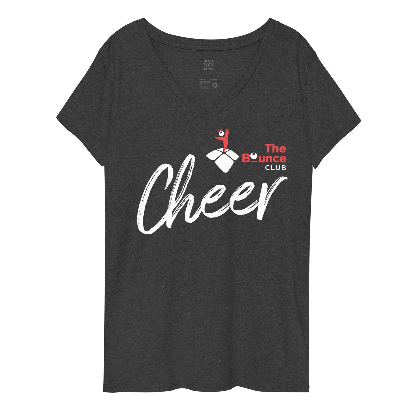 CHEER_The Bounce Club logo with bow in hair design - Women’s recycled v-neck t-shirt
