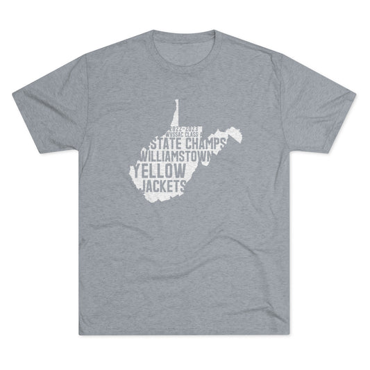 STATE (SHAPE) CHAMPS_TYPOGRAPHY-Unisex Tri-Blend Crew Tee