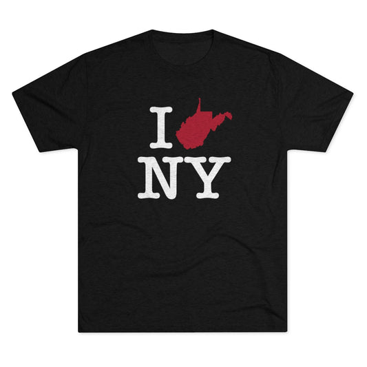 I (heart) WV state shape NY — Men's Tri-Blend Vintage Black Crew Tee