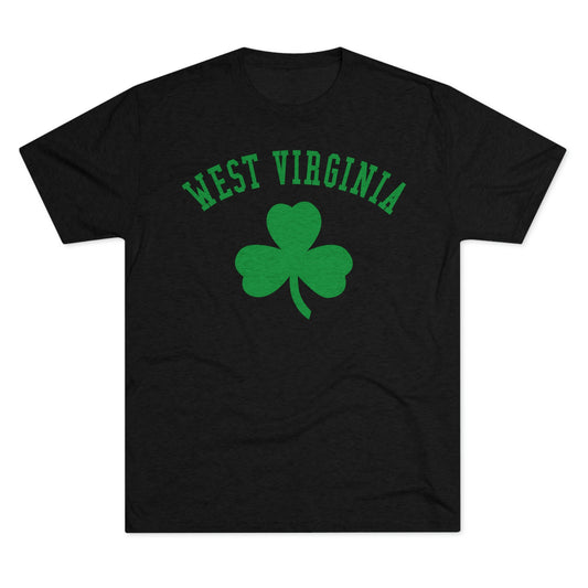 WEST VIRGINIA ARCH_SHAMROCK-Unisex Tri-Blend Vintage Black rew Tee