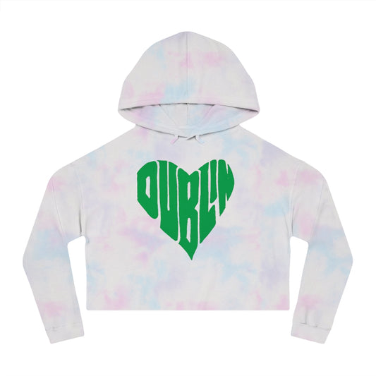 DUBLIN HEART_solid green-Women’s Cropped Hooded Sweatshirt