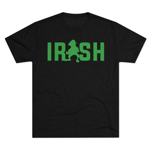 IRISH MAN™ ORIGINAL LOGO-green on heather black-Unisex Tri-Blend Crew Tee