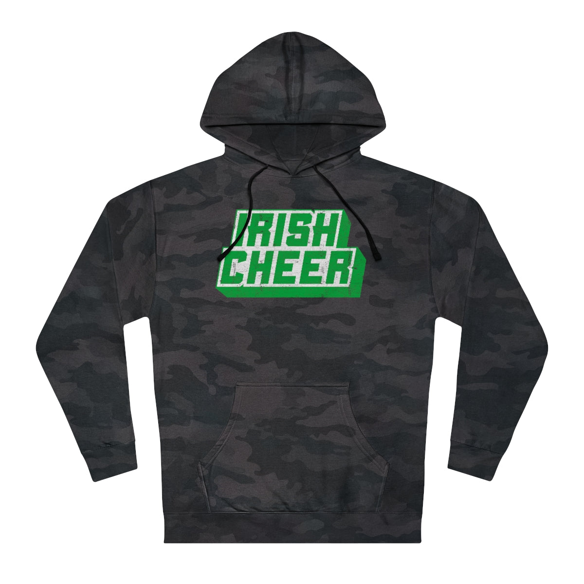 IRISH CHEER_Dimensional_Distressed_Black Camo-Unisex Hooded Sweatshirt