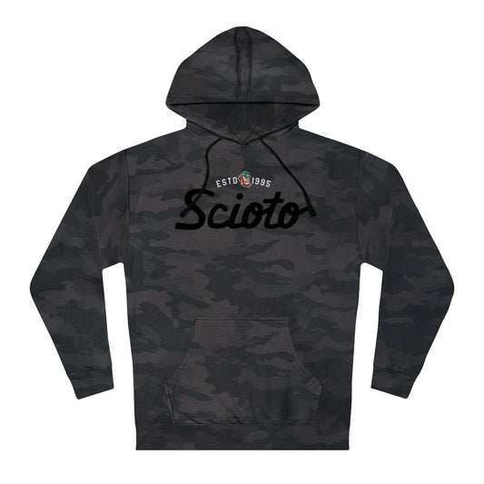 SCIOTO script_ESTD 1995_MASCOT-Camo Unisex Hooded Sweatshirt