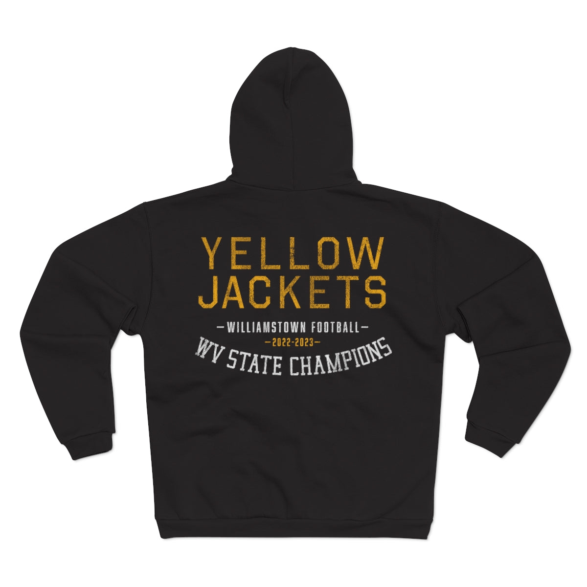 [front/back] MASCOT_YELLOW JACKETS_2022-2023_WV STATE CHAMPS-Unisex Hooded Zip Sweatshirt