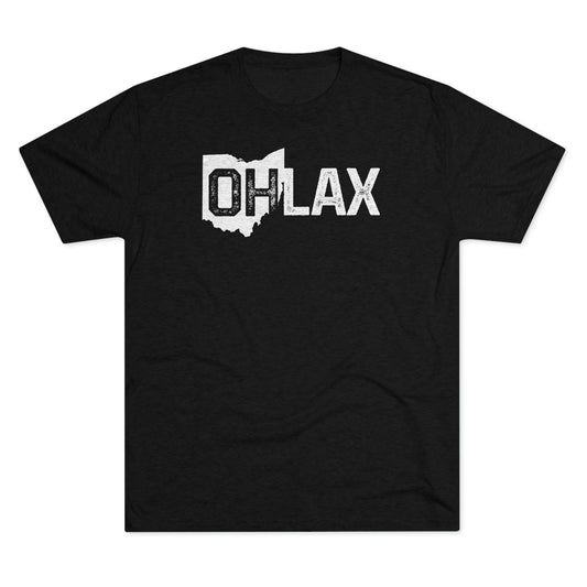 OH STATE SHAPE LAX-Unisex Tri-Blend Crew Tee