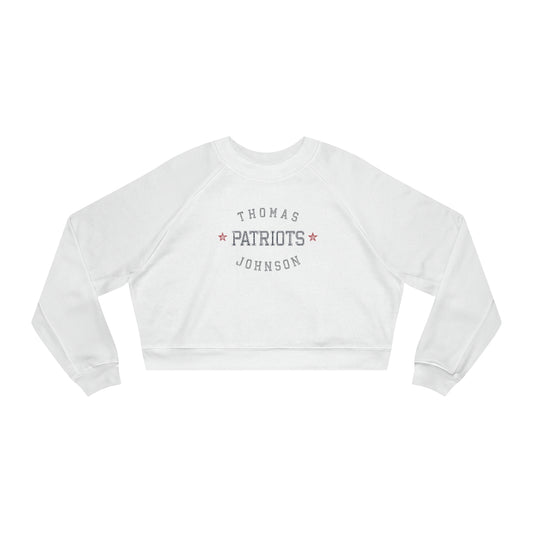 PATRIOTS-THOMAS JOHNSON ARCH_MASCOT BACK-Women's Cropped Fleece Pullover