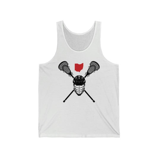 HELMET STICKS_OH STATE SHAPE-Unisex Jersey Tank