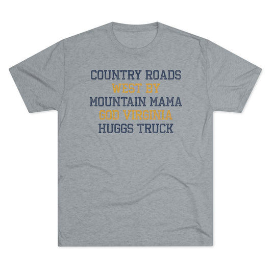 COUNTRY ROADS_MOUNTAIN MAMA_HUGGS TRUCK-Unisex Tri-Blend Crew Tee