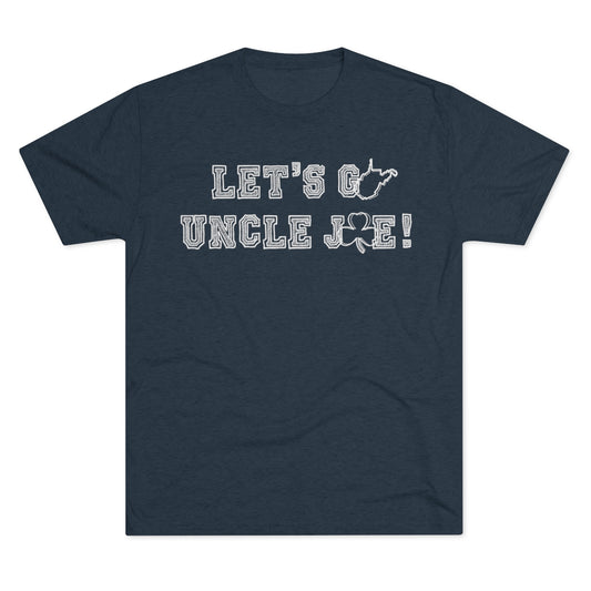 LET'S GO UNCLE JOE_WV STATE SHAPE+SHAMROCK-Unisex Tri-Blend Crew Tee