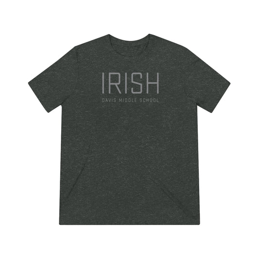 IRISH-DAVIS MIDDLE SCHOOL_TONE ON TONE - Charcoal Black Triblend-Men's Tri-Blend Crew Tee