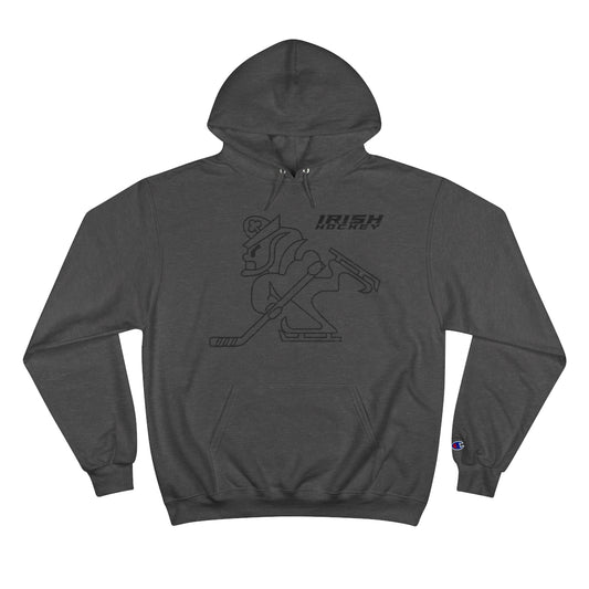 IRISH HOCKEY_SKATER_BLACK ON CHARCOAL-Champion Hoodie