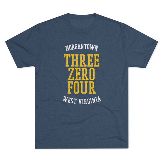 MORGANTOWN WV_THREE ZERO FOUR-Unisex Tri-Blend Crew Tee