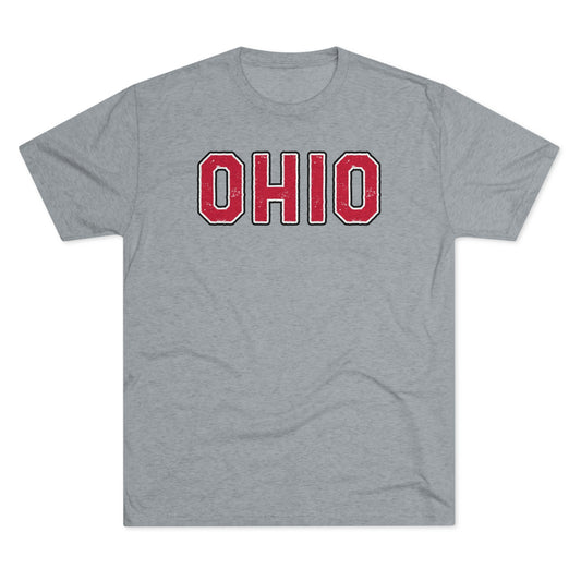O H I O - RED_WHITE_BLACK-Unisex Tri-Blend Crew Tee