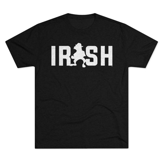 IRISH MAN™ ORIGINAL LOGO-white on heather black-Unisex Tri-Blend Crew Tee