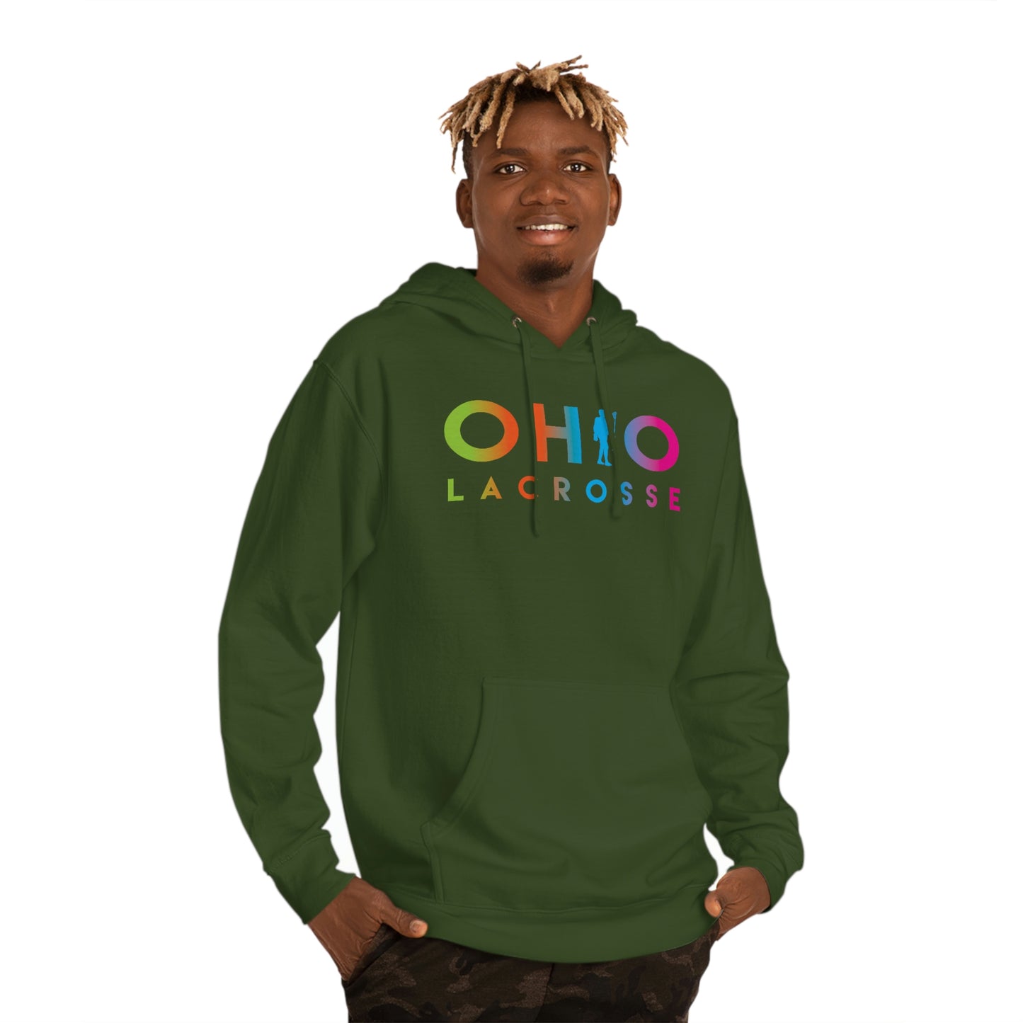 COLOR FADE OHIO LACROSSE_(back) LAX PLAYER-Unisex Hooded Sweatshirt