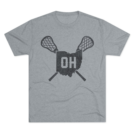 OH STATE SHAPE KNOCKOUT_STICKS-Unisex Tri-Blend Crew Tee