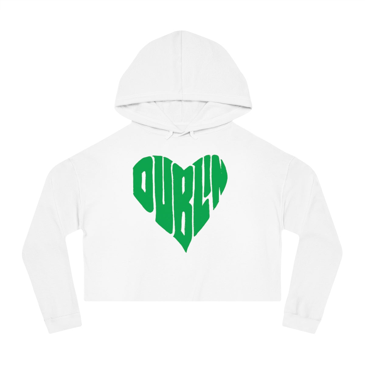 DUBLIN HEART_solid green-Women’s Cropped Hooded Sweatshirt
