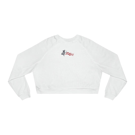 PATRIOTS-THOMAS JOHNSON ARCH_MASCOT BACK-Women's Cropped Fleece Pullover