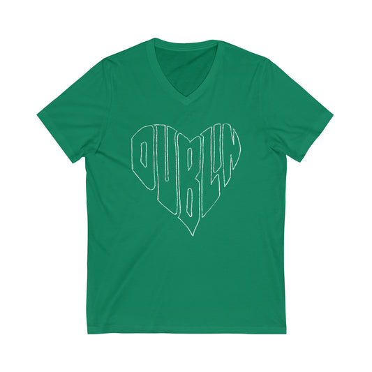DUBLIN LOVE-Unisex Jersey Short Sleeve V-Neck Tee