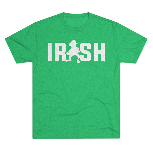 IRISH MAN™ ORIGINAL LOGO-white on heather kelly-Unisex Tri-Blend Crew Tee