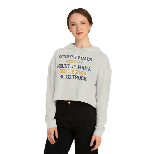 COUNTRY ROADS_MOUNTAIN MAMAM_HUGGS TRUCK (WEST BY GOD VIRGINIA)-Women’s Cropped Hooded Sweatshirt