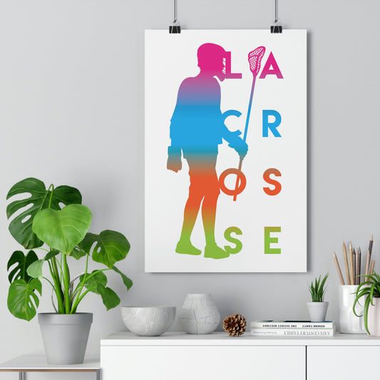 12x18 COLOR FADE_PLAYER LACROSSE-Premium Poster