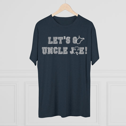 LET'S GO UNCLE JOE_WV STATE SHAPE+SHAMROCK-Unisex Tri-Blend Crew Tee