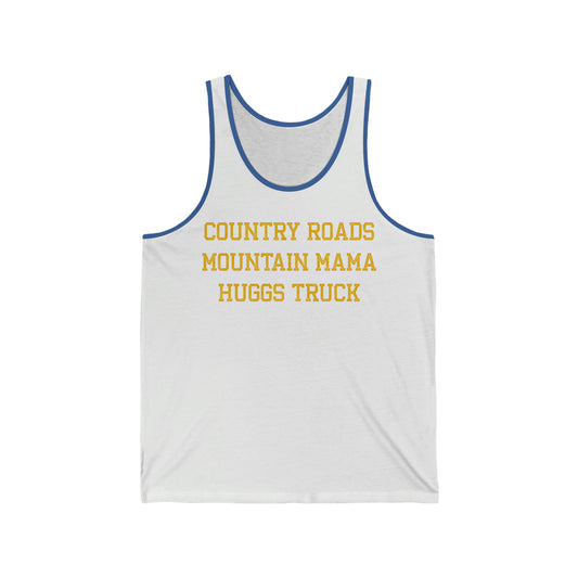 COUNTRY ROADS_MOUNTAIN MAMA_HUGGS TRUCK–(back) WBGV-Unisex Jersey Tank