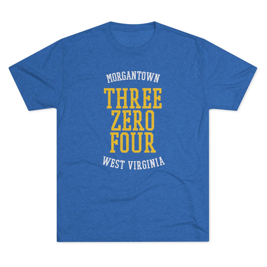 MORGANTOWN WV_THREE ZERO FOUR-Unisex Tri-Blend Crew Tee