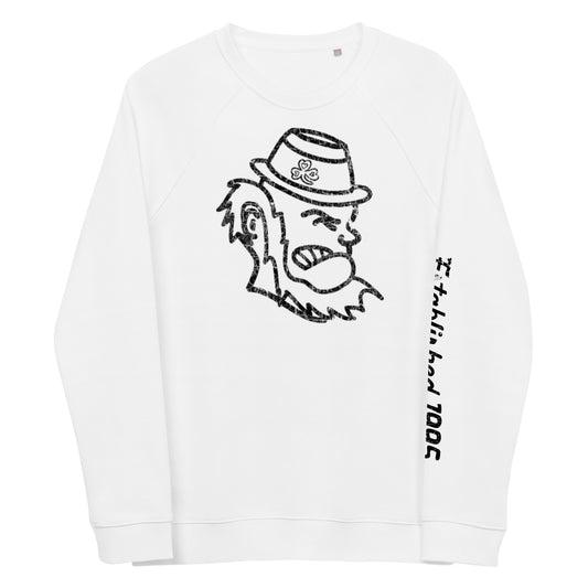 IRISH MASCOT-ESTABLISHED 1995 script on arm-Unisex organic raglan sweatshirt