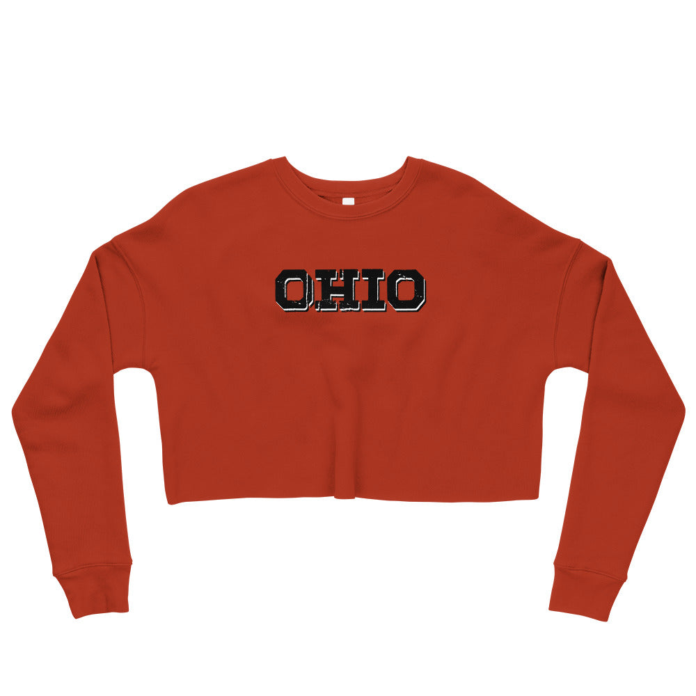 OHIO-Vintage Collegiate Typography-Crop Sweatshirt