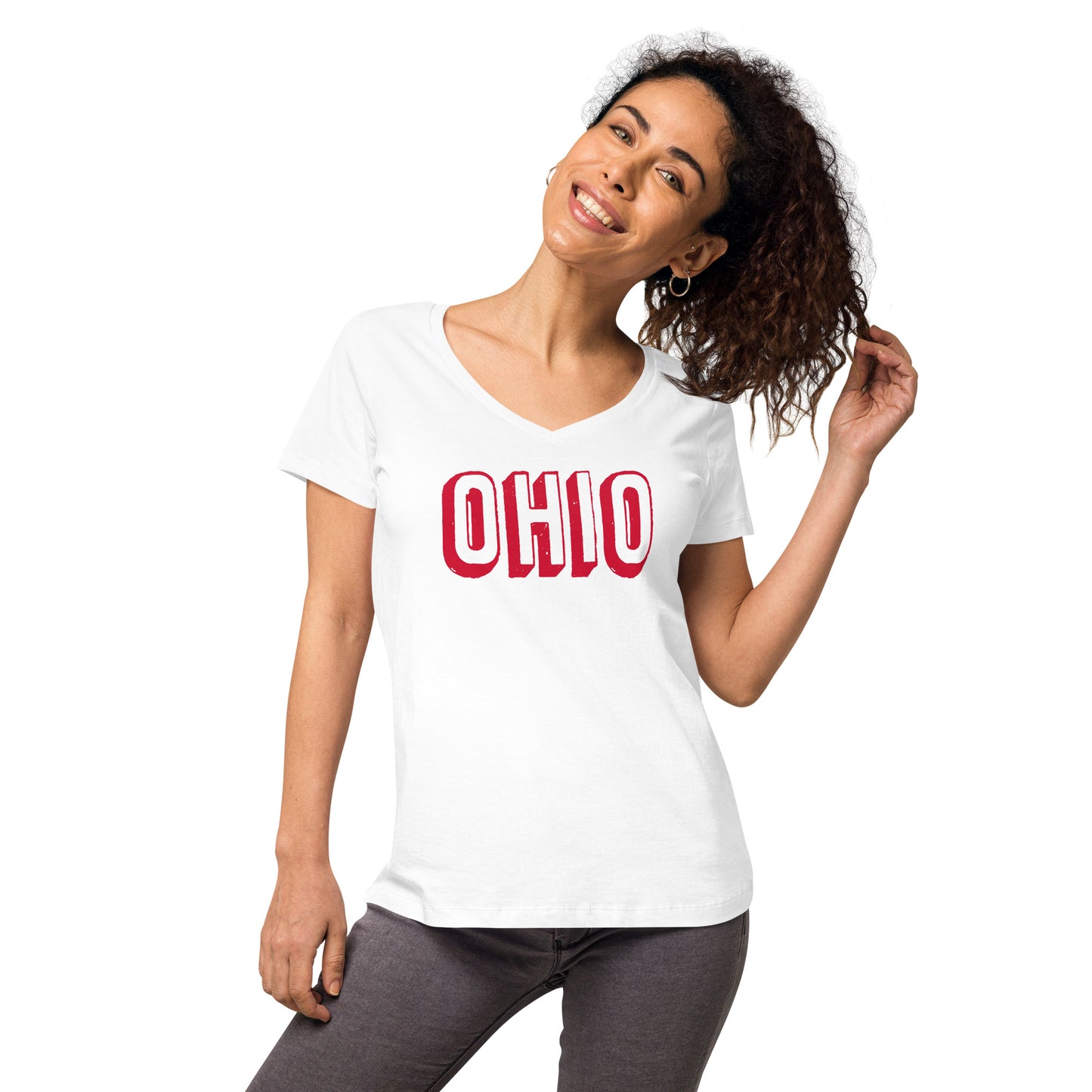 OHIO-dimensional graphic-Women’s fitted v-neck t-shirt